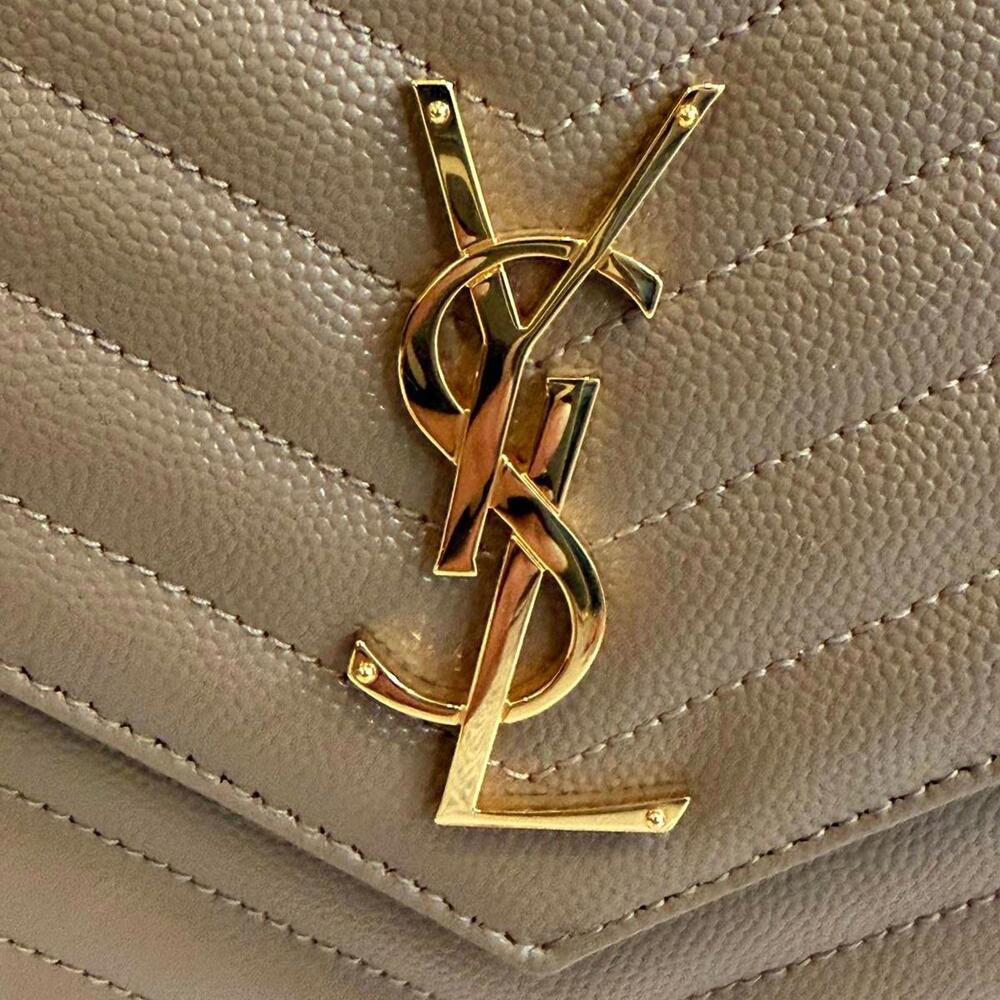 Yves Saint Laurent Classic Cassandre Brown Chain Wallet Grain De Poudre Leather - Picture 4 of 10